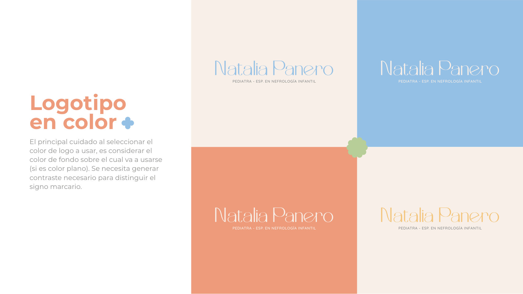 Versiones del logotipo Natalia Panero en distintos fondos